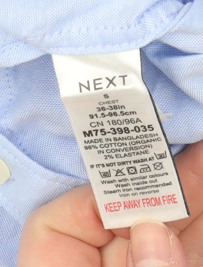 Next Men's Blue Short Sleeve Button-Up Shirt Size S Cotton Blend