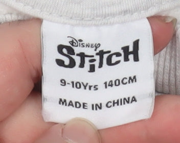 Additional view of Disney Stitch girls’ grey pullover sweatshirt 9-10 years graphic print