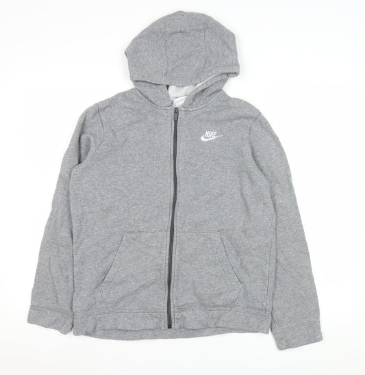 Nike Womens Grey Full Zip Hooded Jacket XL Cotton Blend