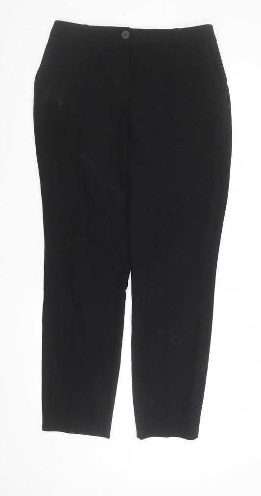 Additional front view of L. Bernard Black Stretch Straight Trousers Women, size 12