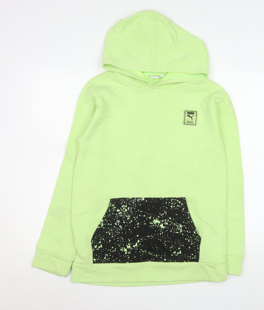 Additional front view of Puma women’s green hooded pullover sweatshirt xl cotton blend