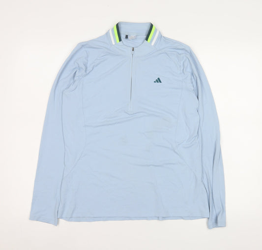 Additional front view of adidas Men Blue M Lightweight 1/2 Zip Athletic Sweatshirt