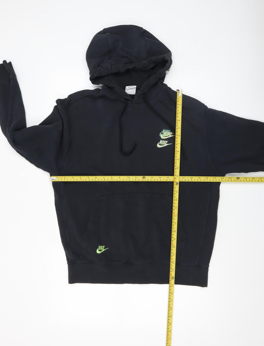 Nike Men's Black Pullover Hoodie M Sports Logo Fleece Sweatshirt