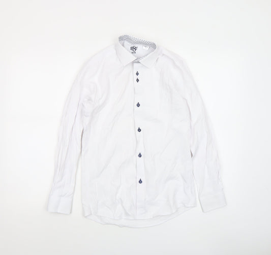 Additional front view of 1880 Club boys’ white long sleeve button-up dress shirt, size 158
