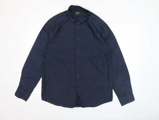 Additional front view of Dunnes Men’s Blue Regular Fit Long Sleeve Button-Up Shirt M