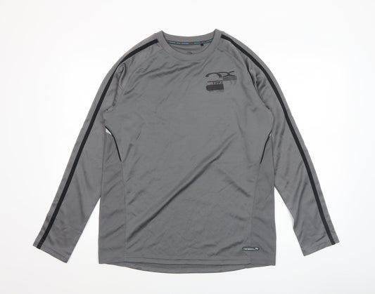 Additional front view of Next boys’ grey long sleeve sports top 15 years polyester activewear