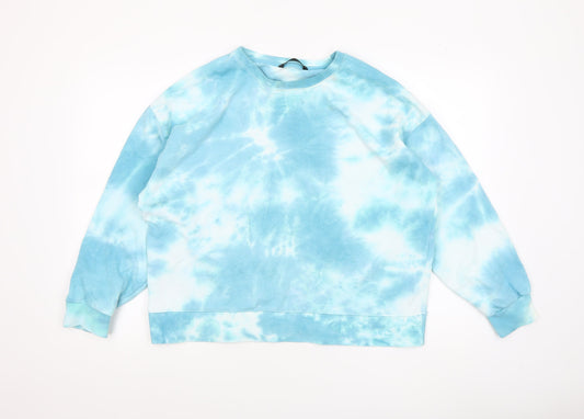 Additional front view of Dunnes Women Blue Tie-Dye Pullover Sweatshirt, size M, Cotton Blend