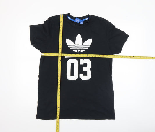 Adidas Men's Black Graphic Print Cotton Sports T-Shirt M