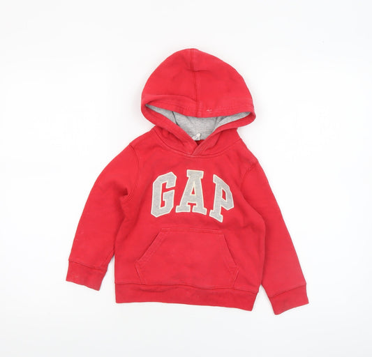 Gap Boys Red Pullover Hoodie 3 Years Cotton Logo Design