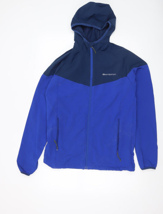 Avventura Men's Blue Hooded Windbreaker Jacket Size M Lightweight Outdoor