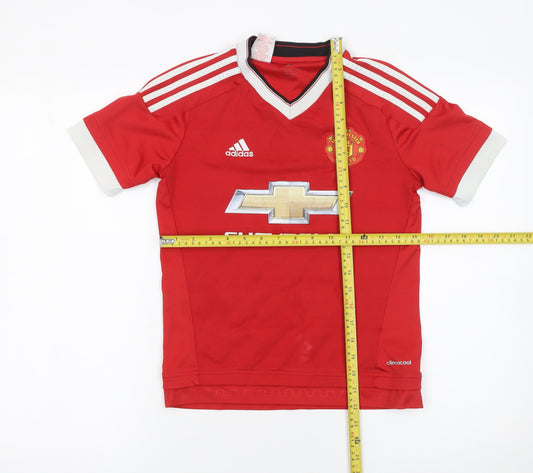 Adidas Boys Red Manchester United Football Jersey Shirt 9-10 Years