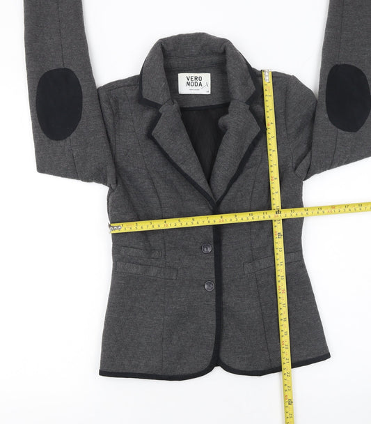 Vero Moda Women’s Grey Knit Blazer Jacket Size 8 Slim Fit Tailored