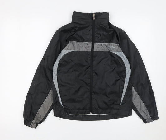 Additional front view of Umbro boys’ black grey track jacket, size 9, years polyester lightweight
