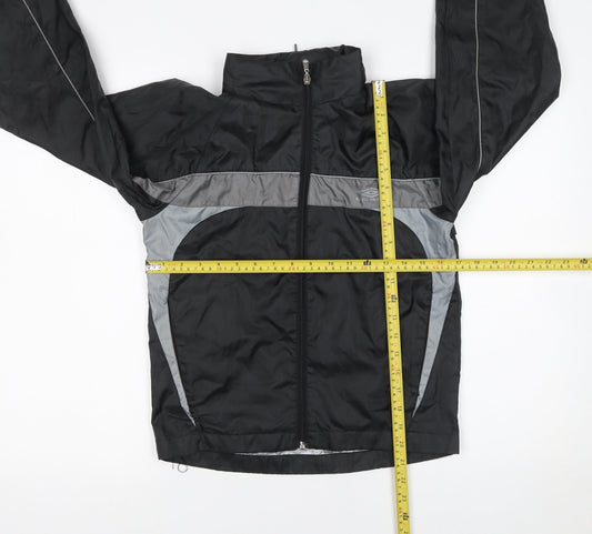 Umbro Boys Black Grey Track Jacket Size 9 Years Polyester Lightweight