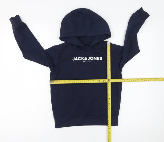Jack & Jones Boys Blue Pullover Hoodie 8 Years Regular Fit Logo Print
