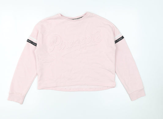 Additional front view of Primark girls’ pink 'pineapple' dance sweatshirt 10-11 years long sleeve pullover