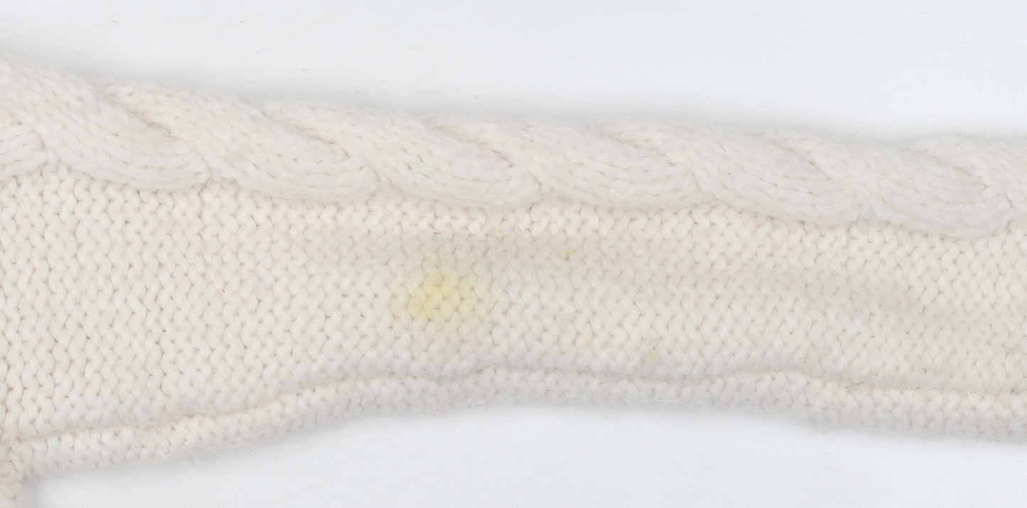 Next Girls Ivory Cable Knit Button Cardigan 7 Years Acrylic Blend
