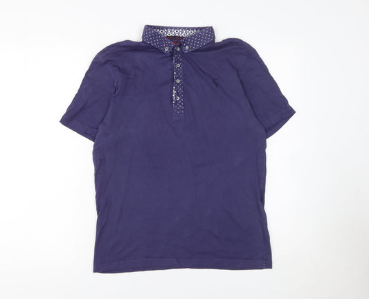 Swade Men's Blue Cotton Short Sleeve Polo Shirt Size S