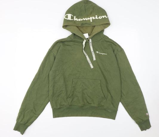 Champion Womens Green Pullover Hoodie Size L Cotton Blend Casual