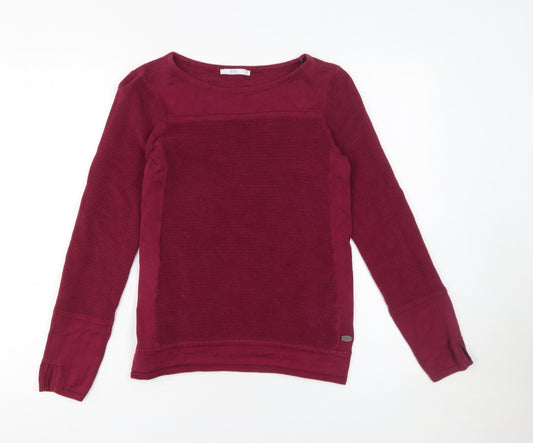 Additional front view of edc Women’s Red Cotton Blend Knit Jumper XS Long Sleeve