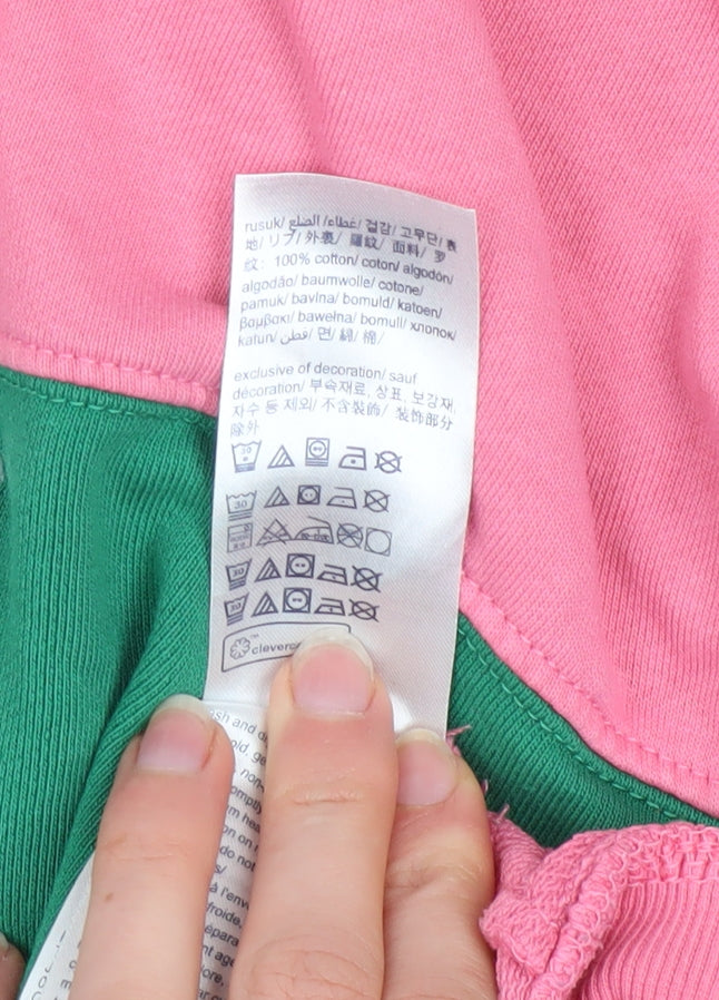 Tommy Jeans Men's Pink Green Logo Sweatshirt S Crew Neck Pullover