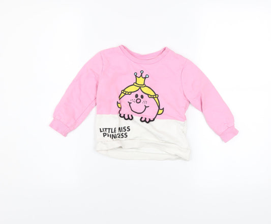 Dunnes Girls Pink Little Miss Princess Pullover Jumper 18-24 Months