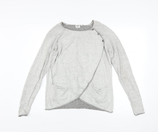 Additional front view of Object Women Grey Wrap Sweatshirt Medium Lyocell Cotton Blend