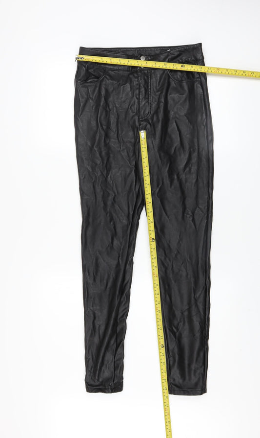 ONLY Womens Black Faux Leather High Rise Skinny Leggings M