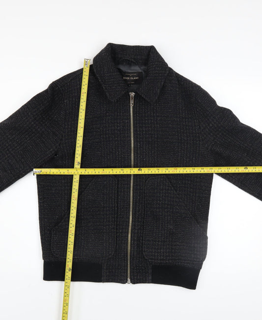 River Island Men’s Black Wool Blend Bomber Jacket Size S
