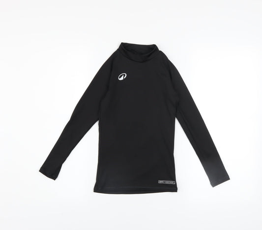 Additional front view of Decathlon boys’ black long sleeve athletic mock neck top 8-9 years