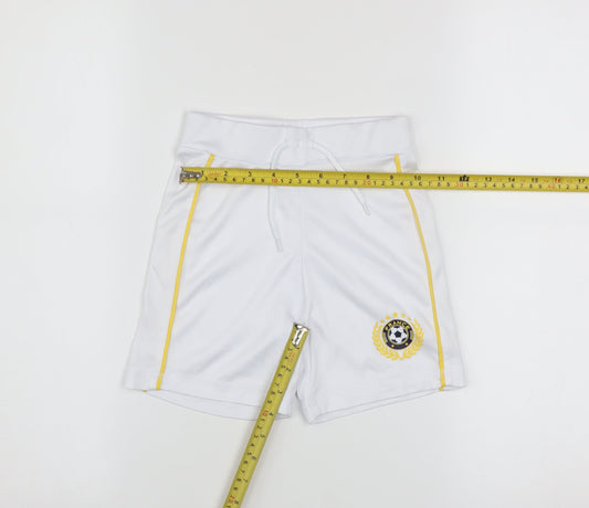 Back view of Dunnes boys’ white athletic football shorts 4-5 years