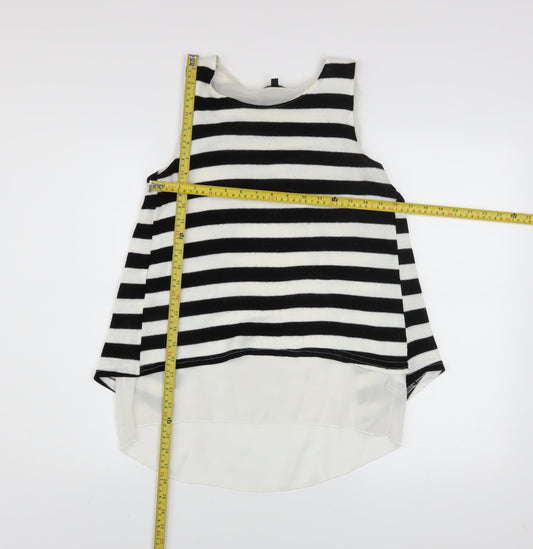 QED London Women's Black White Striped Sleeveless Top UK 12