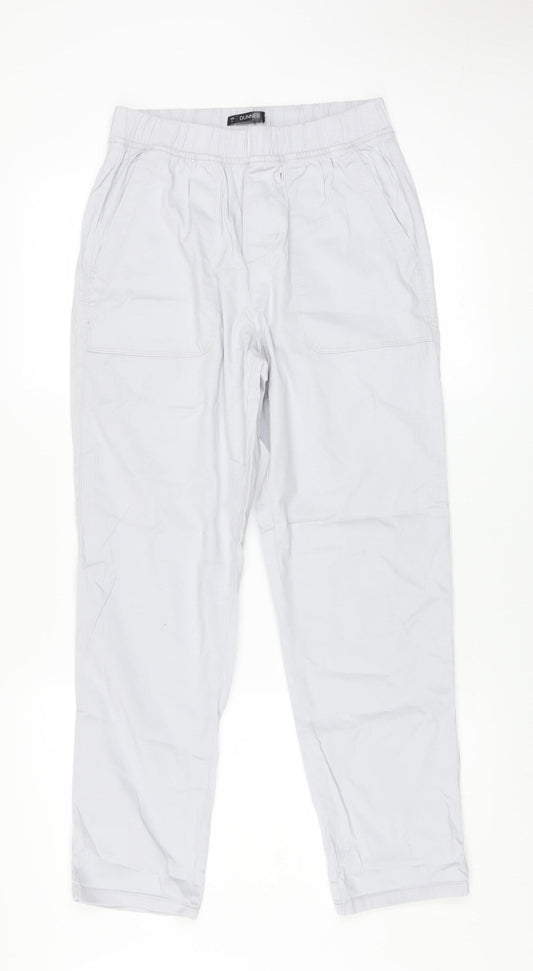 Additional front view of Dunnes Men's Grey Cotton Blend Chino Trousers, size S, Elastic Waist