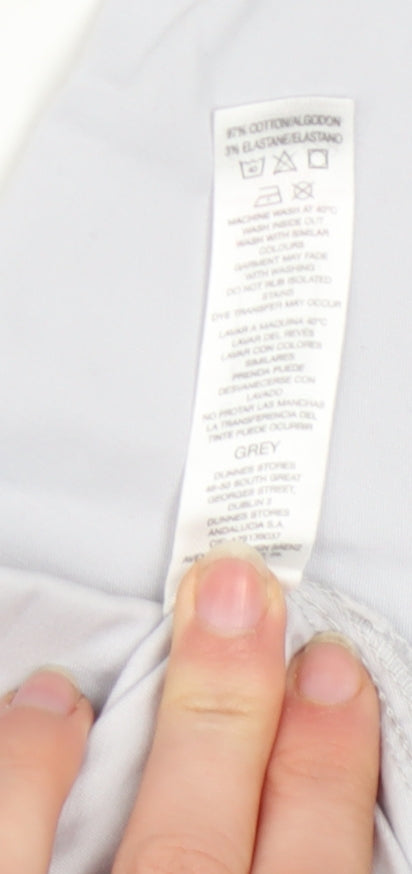 Additional view of Dunnes Men's Grey Cotton Blend Chino Trousers, size S, Elastic Waist