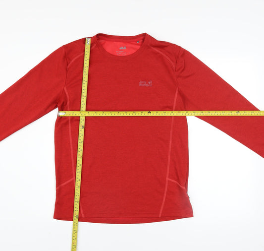 Jack Wolfskin Men's Red Crew Neck Long Sleeve Sweatshirt M Polyester