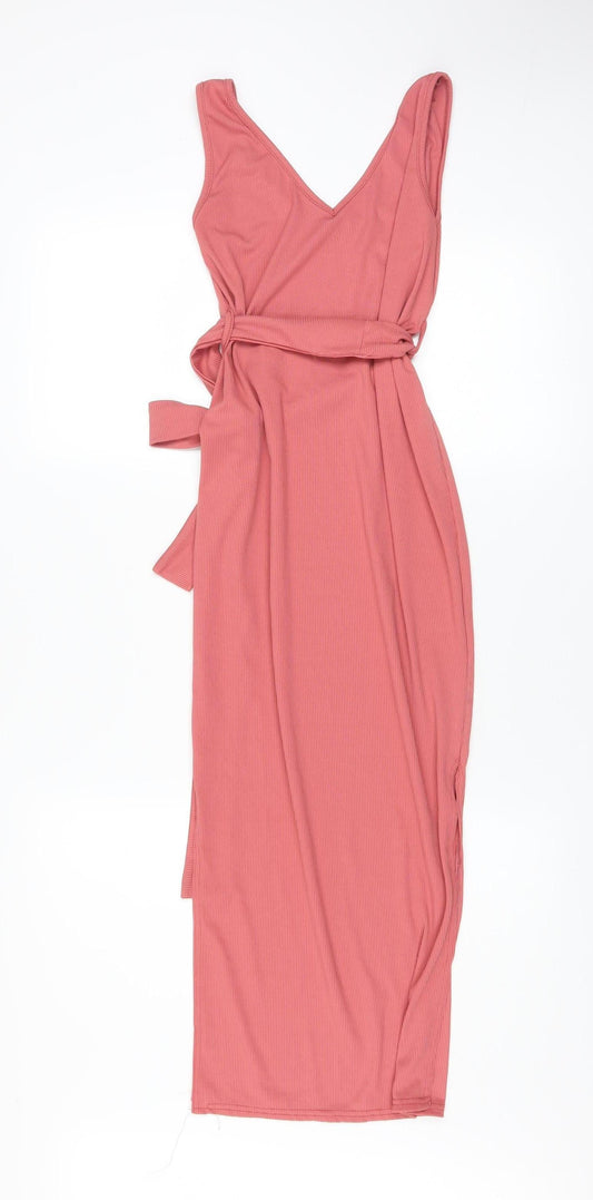 Additional front view of Missguided Women Pink Maternity Bodycon Midi Dress, size 8