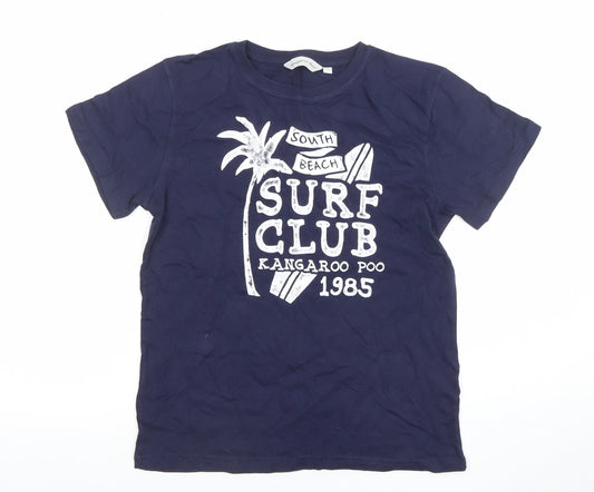 Additional front view of Kangaroo Poo boys’ blue surf club graphic cotton t-shirt 11-12 years