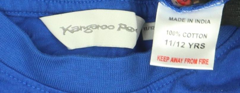 Kangaroo Poo Boys Blue Graphic T-Shirt 11-12 Years Cotton Casual Top