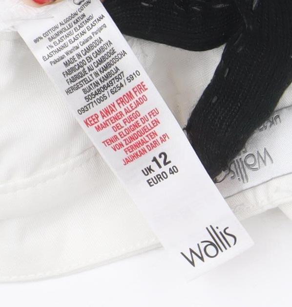 Wallis Women White Straight Stretch Jeans Size 12 Regular Fit