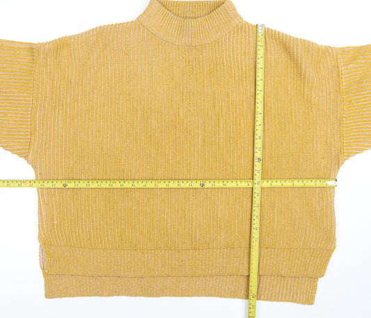 Topshop Women’s Yellow Ribbed Mock Neck Jumper Size M