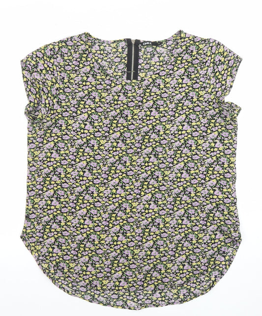 Additional front view of Only Women’s Multicoloured Floral Zip Back Blouse, size UK 8