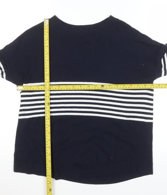 The White Company Women Blue Striped Knit Jumper UK 6 Pullover