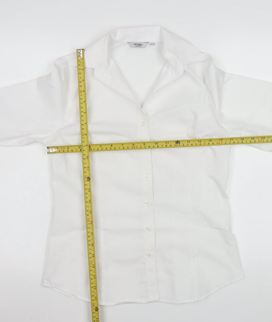 Disley Women's White Size 8 Long Sleeve Non-Iron Button-Up Shirt