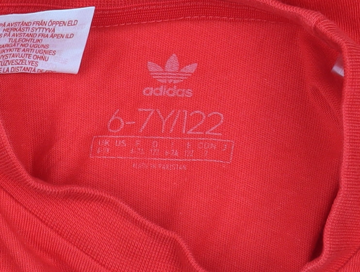 Additional view of Adidas boys’ red logo cotton t-shirt 6-7 years casual sportswear