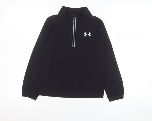 Additional front view of Under Armour boys’ black 5-6 years sports 1/4 zip track jacket