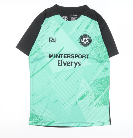 Additional front view of Football Camp FAI boys’ green short sleeve athletic t-shirt, size S
