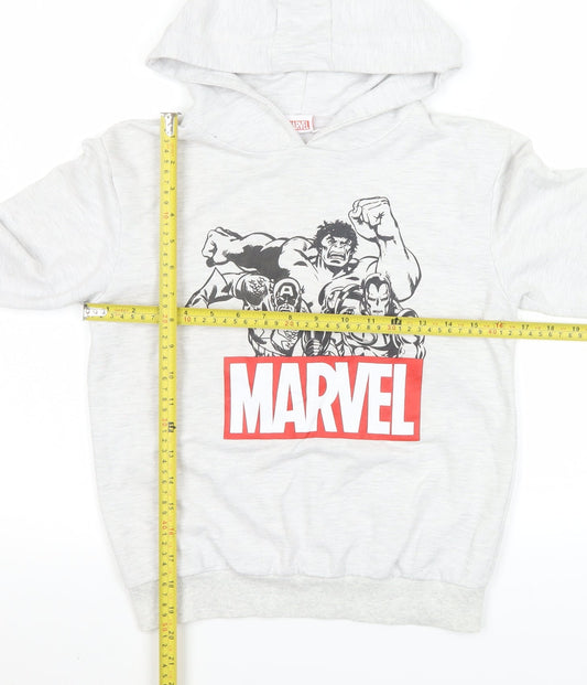 Back view of Marvel boys’ grey hoodie 9-10 years pullover cotton blend avengers print