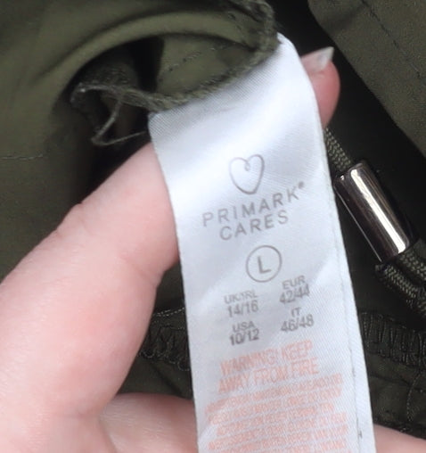 Primark Cares Women’s Green L Hooded Parka Jacket with Drawstring Waist