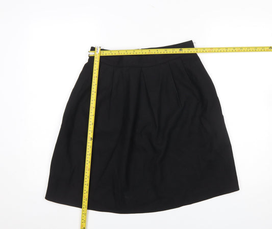 Massimo Dutti Women's Black A-Line Knee Length Skirt Size 12