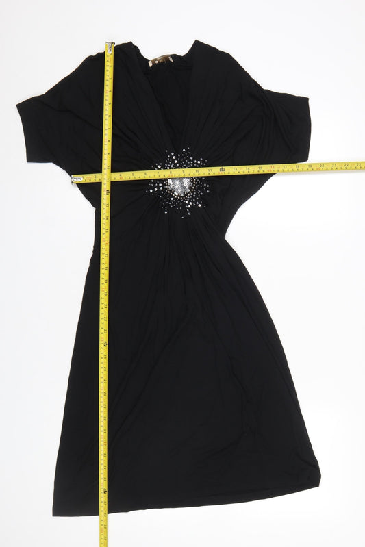 Oui Women Black Sequin Embellished Knee Length Bodycon Dress M
